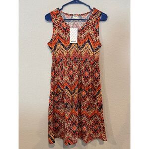 Rumia Small Women's Geometric Print Sleeveless‎ Mini Tunic Dress Multicolor NWT